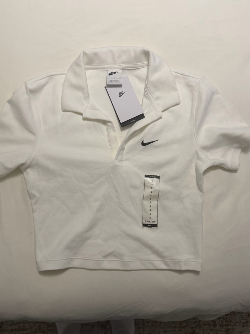 Nike White Cropped Polo Top